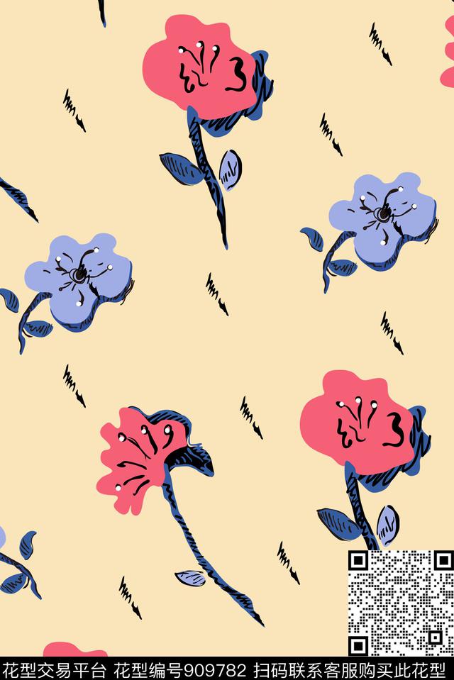 浪漫花卉2018流行趋势甜美田园传统印花华亿平台下载（图片编号: 909782） - 瓦栏（Walan）