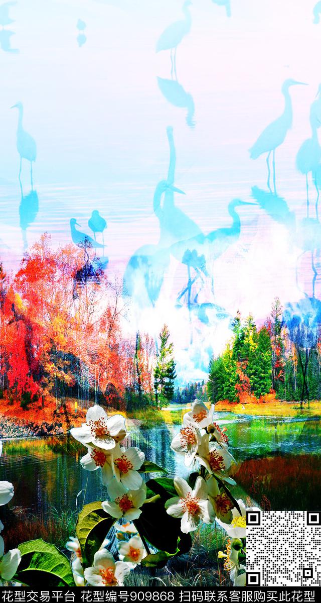 数码华亿平台花卉水彩花卉数码印花华亿平台下载（图片编号: 909868） - 瓦栏（Walan）