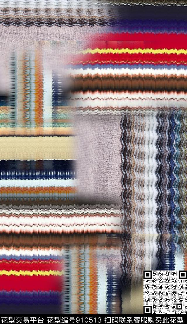 条纹抽象民族风数码印花华亿平台下载（图片编号: 910513） - 瓦栏（Walan）