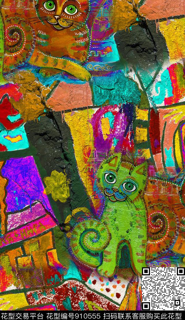 手绘花卉油画华亿平台花纹数码印花华亿平台下载（图片编号: 910555） - 瓦栏（Walan）