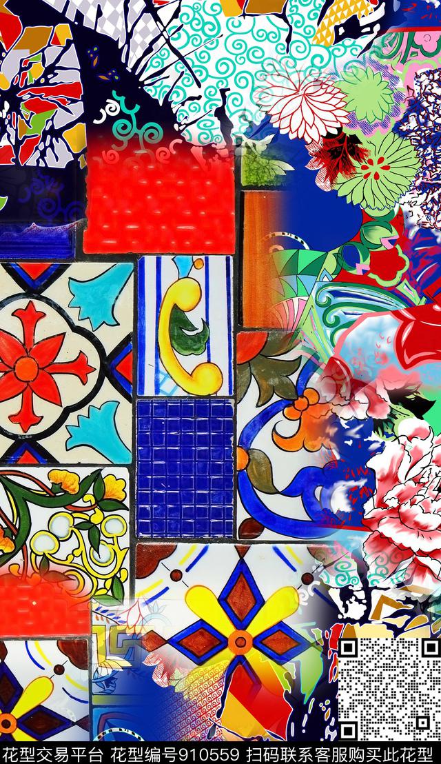 花纹另类民族风数码印花华亿平台下载（图片编号: 910559） - 瓦栏（Walan）