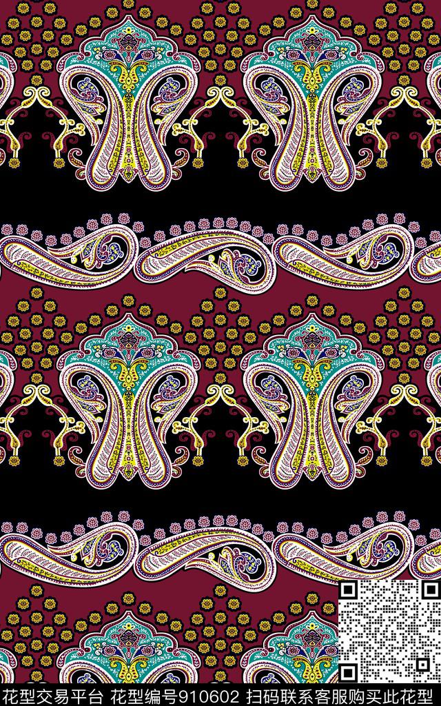 抽象民族风佩斯利传统印花华亿平台下载（图片编号: 910602） - 瓦栏（Walan）