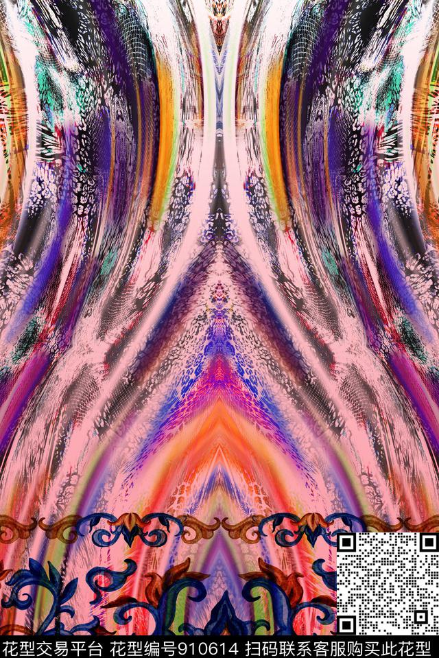 植物渐变花卉数码印花华亿平台下载（图片编号: 910614） - 瓦栏（Walan）