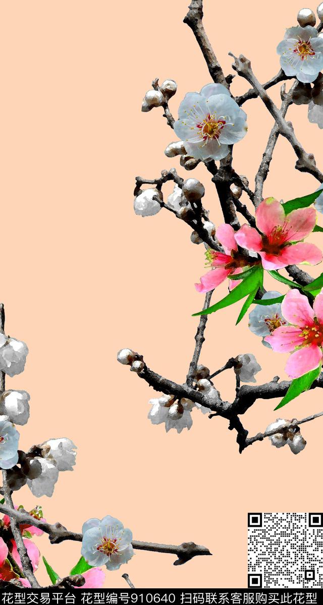 植物旗袍连衣裙数码印花华亿平台下载（图片编号: 910640） - 瓦栏（Walan）