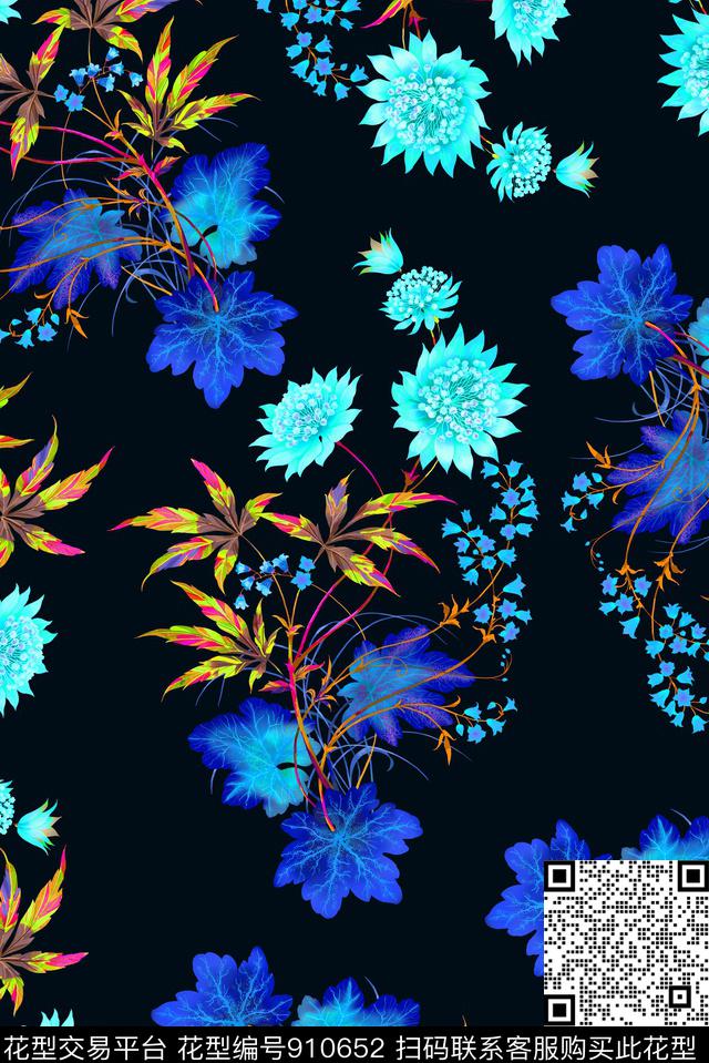 花卉创意植物数码印花华亿平台下载（图片编号: 910652） - 瓦栏（Walan）