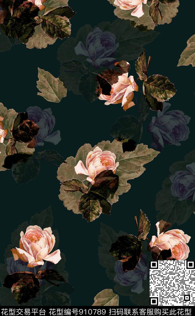 大牌风花卉素雅数码印花华亿平台下载（图片编号: 910789） - 瓦栏（Walan）