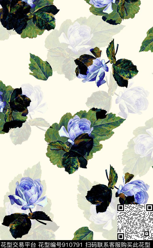 大牌风花卉素雅数码印花华亿平台下载（图片编号: 910791） - 瓦栏（Walan）