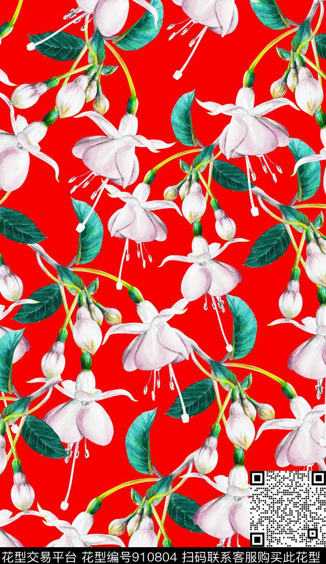 休闲花卉大朵传统印花华亿平台下载（图片编号: 910804） - 瓦栏（Walan）