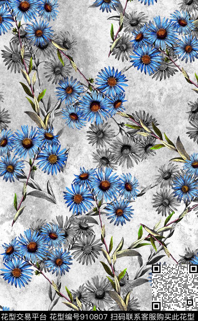 大牌风波西米亚花卉数码印花华亿平台下载（图片编号: 910807） - 瓦栏（Walan）