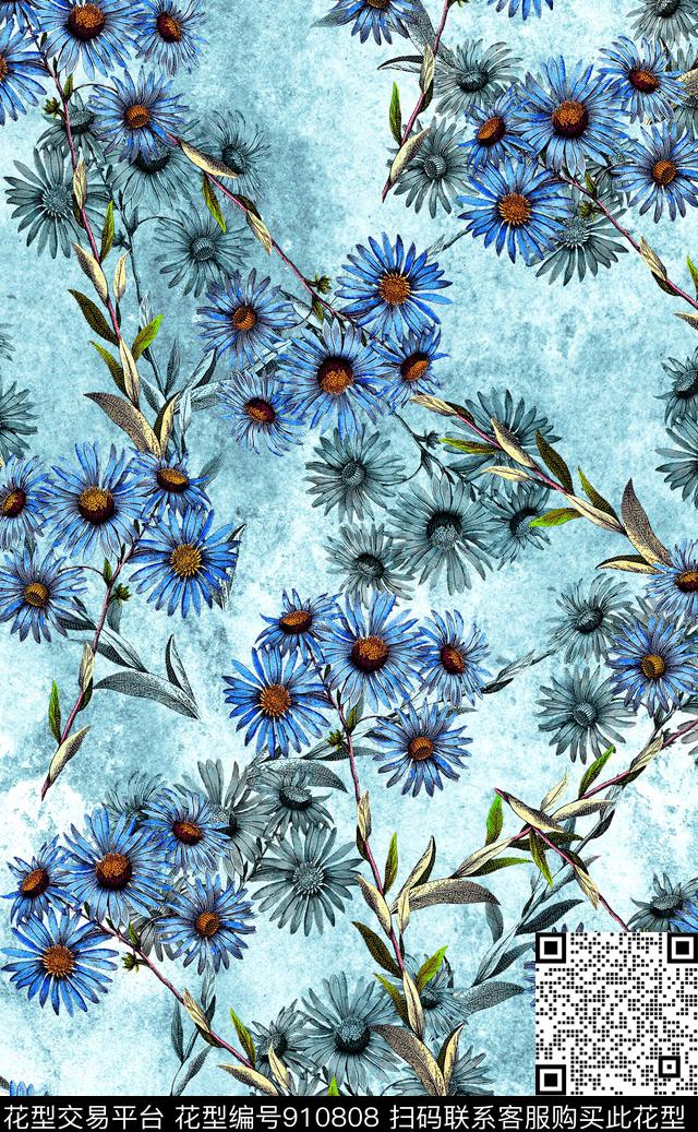 大牌风波西米亚花卉数码印花华亿平台下载（图片编号: 910808） - 瓦栏（Walan）