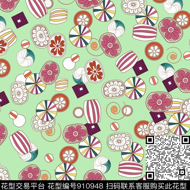 趣味花卉手绘花卉数码印花华亿平台下载（图片编号: 910948） - 瓦栏（Walan）