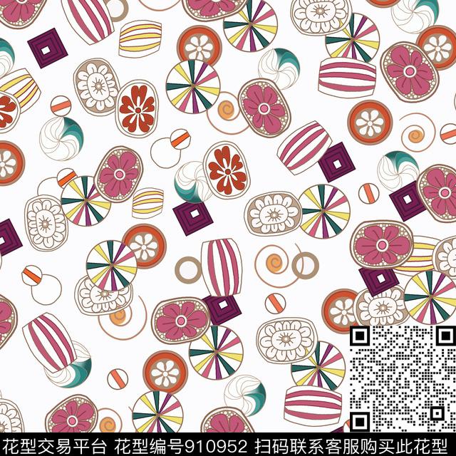 趣味花卉手绘花卉数码印花华亿平台下载（图片编号: 910952） - 瓦栏（Walan）