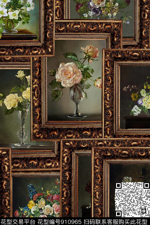 彩底花卉油画华亿平台中老年数码印花华亿平台下载（图片编号: 910965） - 瓦栏（Walan）