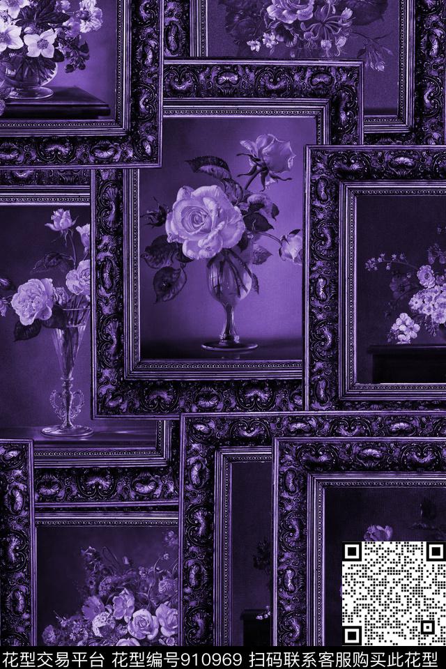 彩底花卉油画华亿平台中老年数码印花华亿平台下载（图片编号: 910969） - 瓦栏（Walan）