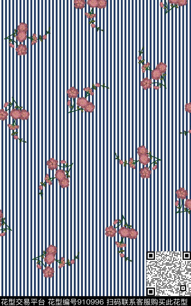 条纹花卉小碎花传统印花华亿平台下载（图片编号: 910996） - 瓦栏（Walan）