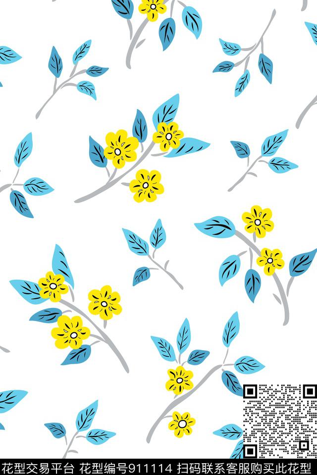 小碎花浪漫甜美花卉流行趋势传统印花华亿平台下载（图片编号: 911114） - 瓦栏（Walan）