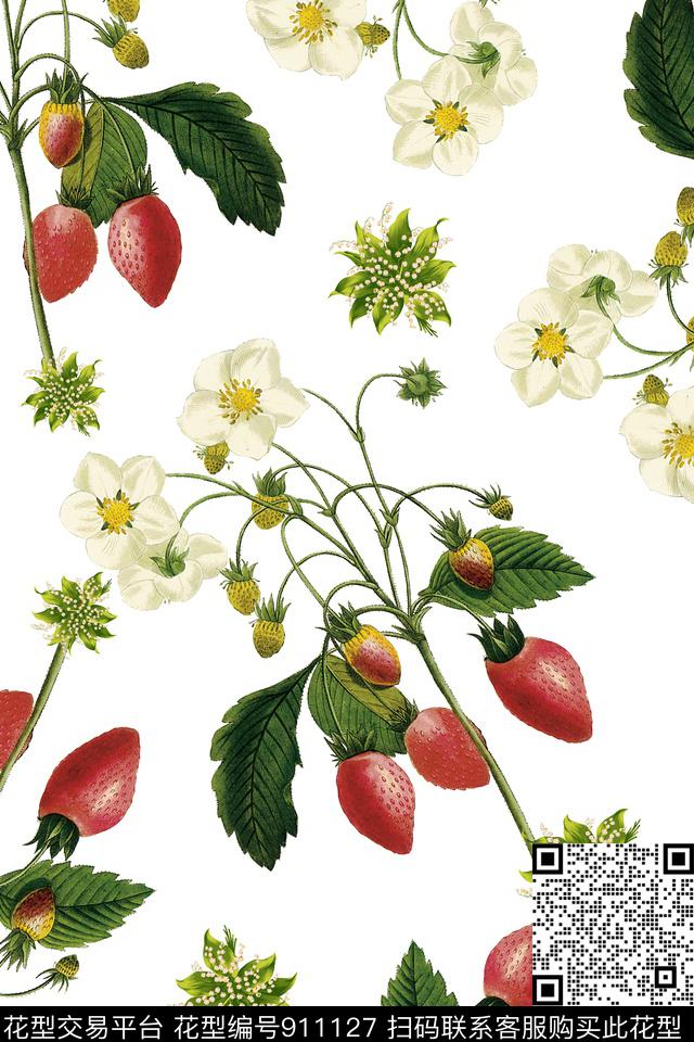 手绘花卉水果绿植树叶数码印花华亿平台下载（图片编号: 911127） - 瓦栏（Walan）