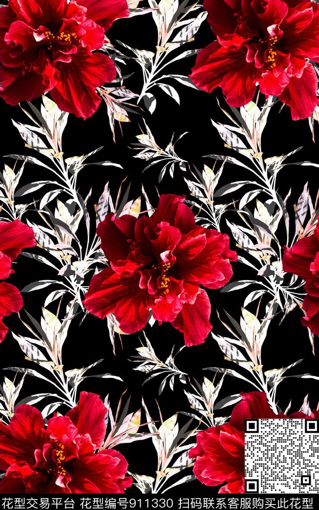 几何花卉纹理数码印花华亿平台下载（图片编号: 911330） - 瓦栏（Walan）