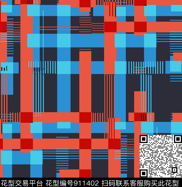 条纹几何格子数码印花华亿平台下载（图片编号: 911402） - 瓦栏（Walan）