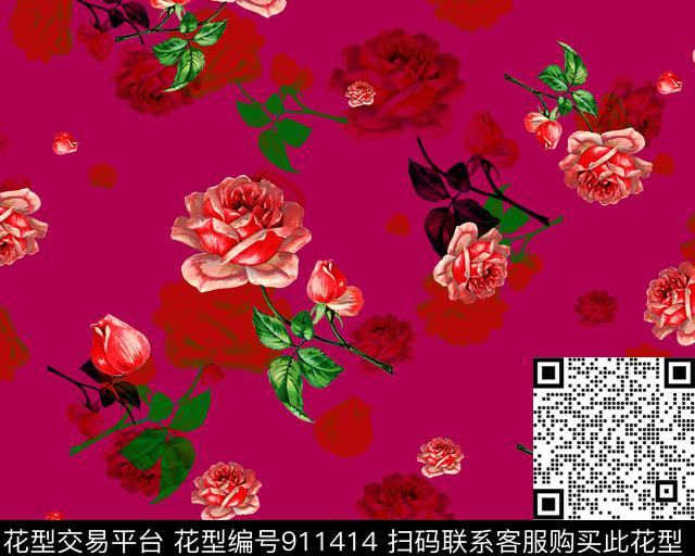 花卉油画华亿平台绿植树叶数码印花华亿平台下载（图片编号: 911414） - 瓦栏（Walan）