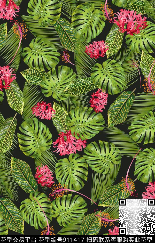 热带传统华亿平台清爽底色花传统印花华亿平台下载（图片编号: 911417） - 瓦栏（Walan）