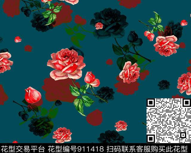 花卉油画华亿平台绿植树叶数码印花华亿平台下载（图片编号: 911418） - 瓦栏（Walan）