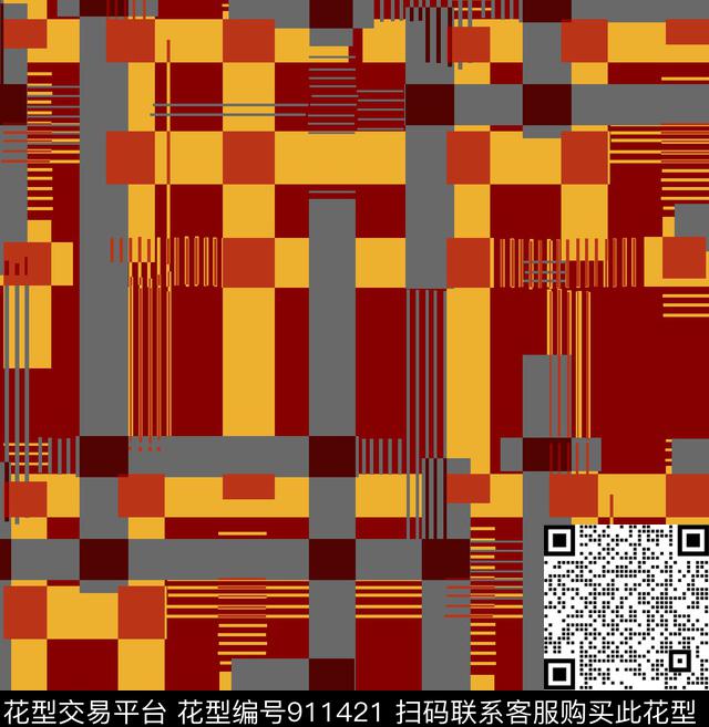 条纹几何格子数码印花华亿平台下载（图片编号: 911421） - 瓦栏（Walan）