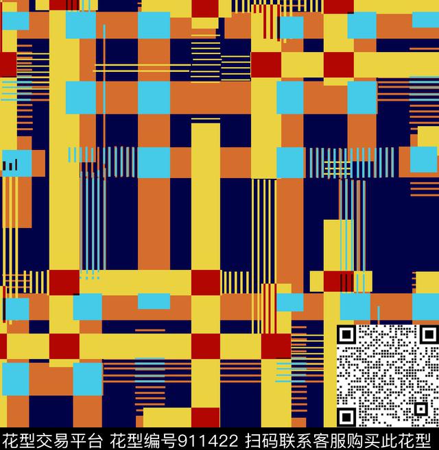 条纹几何格子数码印花华亿平台下载（图片编号: 911422） - 瓦栏（Walan）