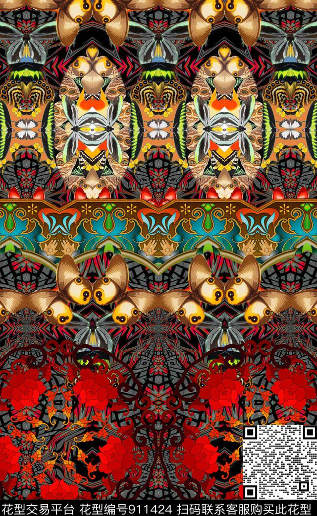波西米亚民族风中国风数码印花华亿平台下载（图片编号: 911424） - 瓦栏（Walan）