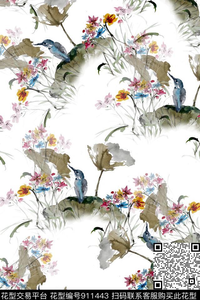 简约数码华亿平台花卉数码印花华亿平台下载（图片编号: 911443） - 瓦栏（Walan）