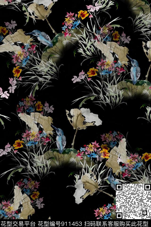 简约数码华亿平台花卉数码印花华亿平台下载（图片编号: 911453） - 瓦栏（Walan）