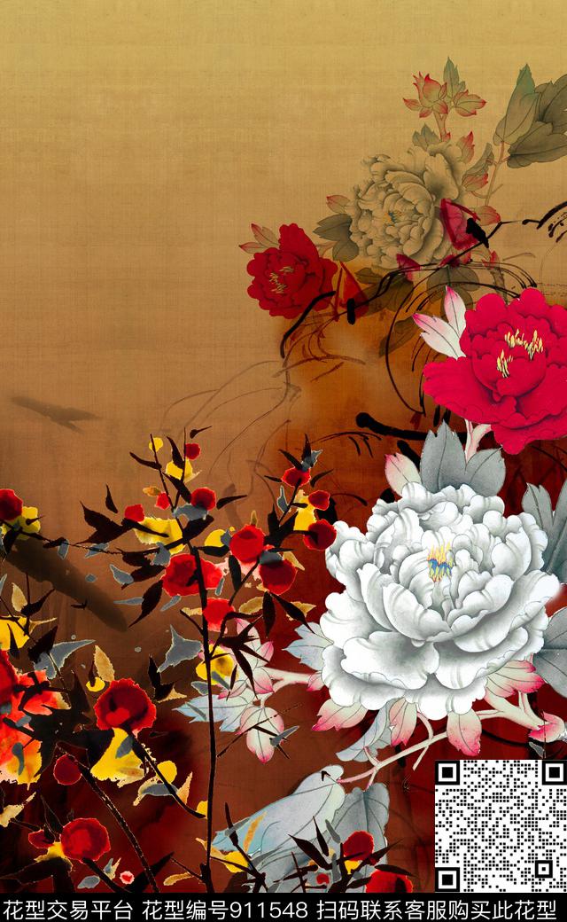 水墨风民族风中国风数码印花华亿平台下载（图片编号: 911548） - 瓦栏（Walan）