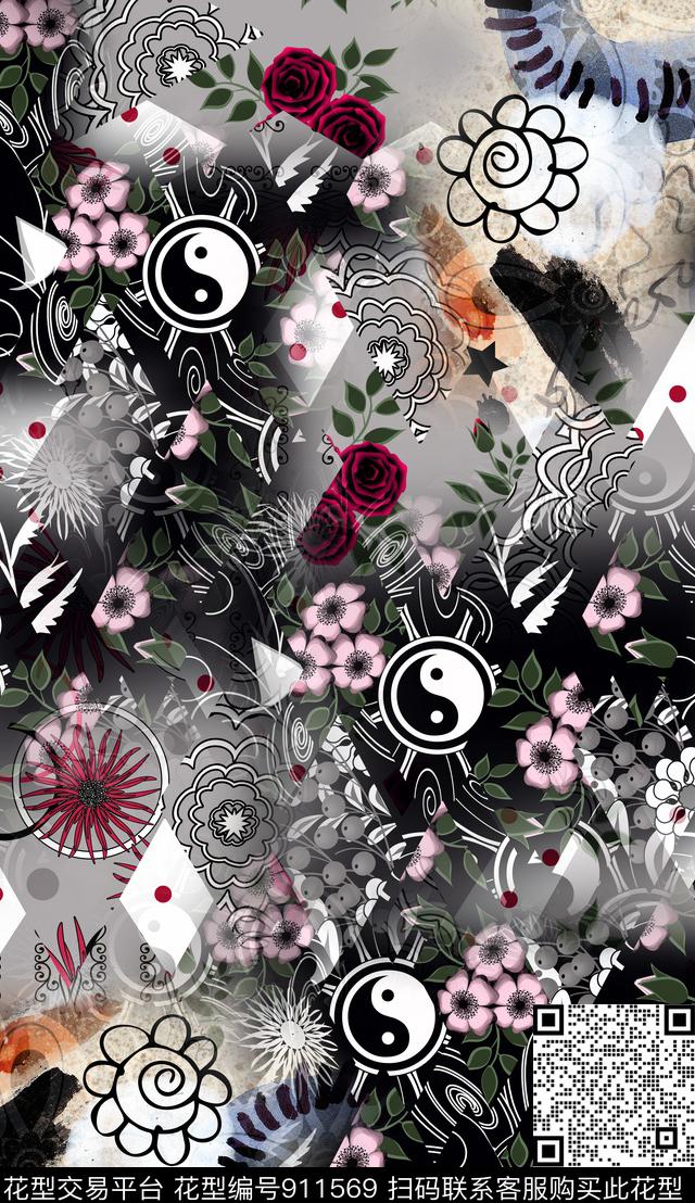 花卉杭州红绿数码印花华亿平台下载（图片编号: 911569） - 瓦栏（Walan）