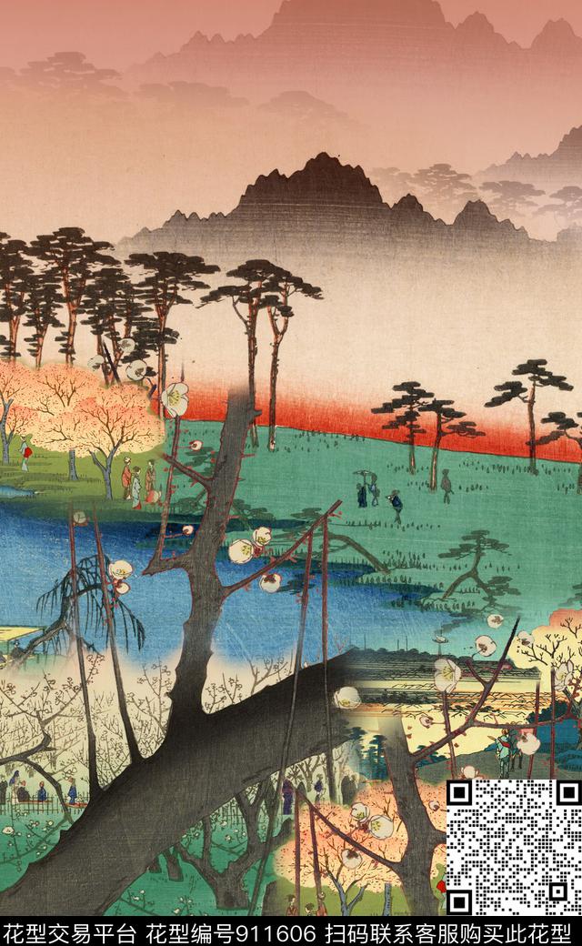 水墨风民族风中国风数码印花华亿平台下载（图片编号: 911606） - 瓦栏（Walan）