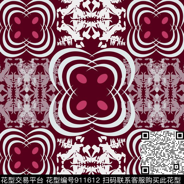 几何风格化花卉丝巾围巾秀场传统印花华亿平台下载（图片编号: 911612） - 瓦栏（Walan）