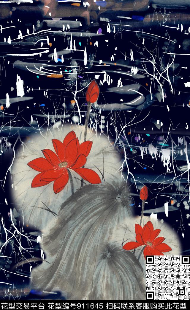 水墨风民族风中国风数码印花华亿平台下载（图片编号: 911645） - 瓦栏（Walan）