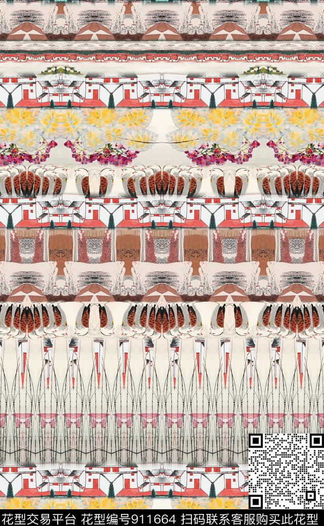 水墨风民族风中国风数码印花华亿平台下载（图片编号: 911664） - 瓦栏（Walan）
