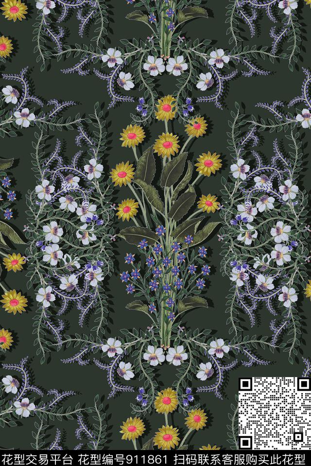 大牌风小碎花花卉数码印花华亿平台下载（图片编号: 911861） - 瓦栏（Walan）