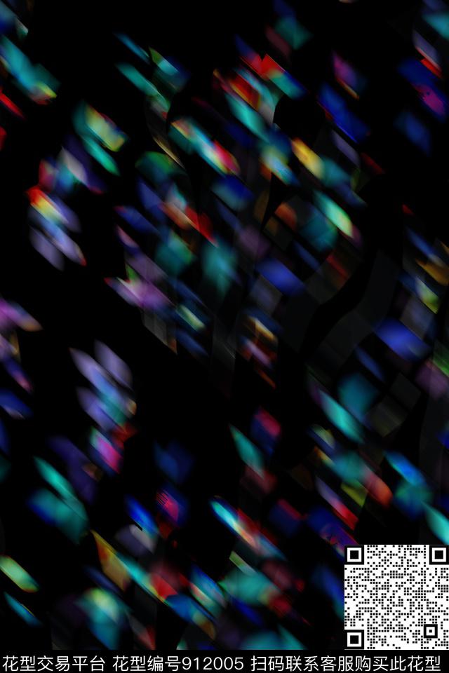 抽象几何朦胧花卉数码印花华亿平台下载（图片编号: 912005） - 瓦栏（Walan）