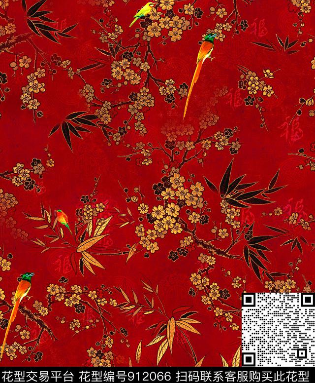 鸟花卉小碎花数码印花华亿平台下载（图片编号: 912066） - 瓦栏（Walan）