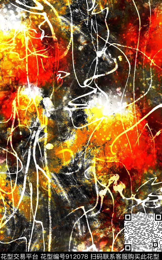 水墨风国画中国风数码印花华亿平台下载（图片编号: 912078） - 瓦栏（Walan）