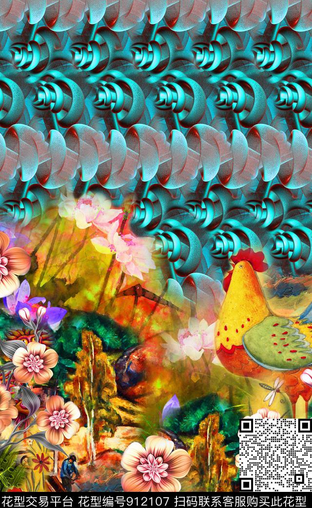 水彩花卉波西米亚民族风数码印花华亿平台下载（图片编号: 912107） - 瓦栏（Walan）