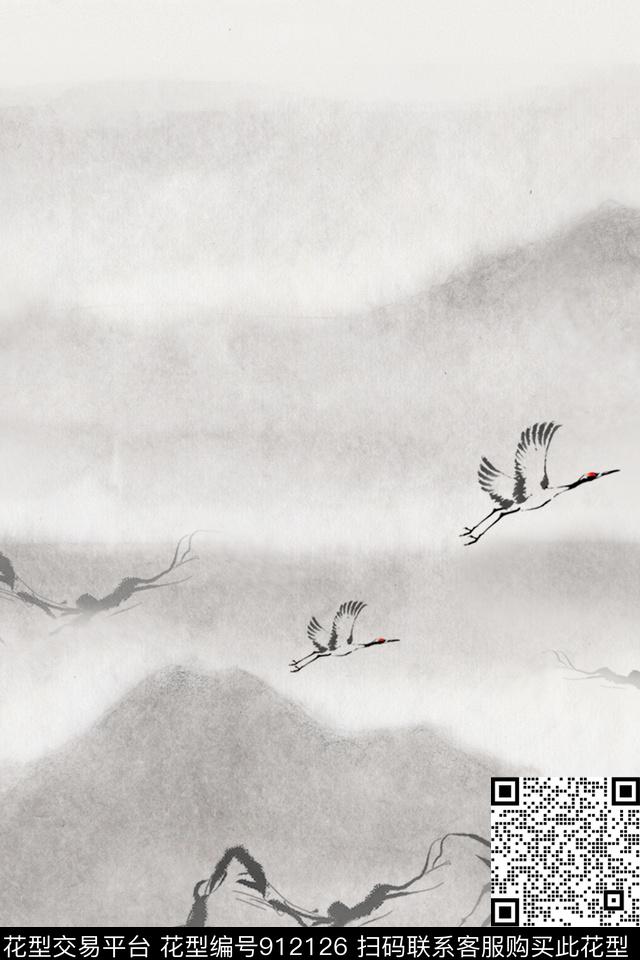 大牌风写意中国风数码印花华亿平台下载（图片编号: 912126） - 瓦栏（Walan）
