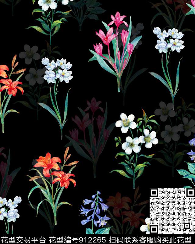 花卉小碎花清爽底色花数码印花华亿平台下载（图片编号: 912265） - 瓦栏（Walan）