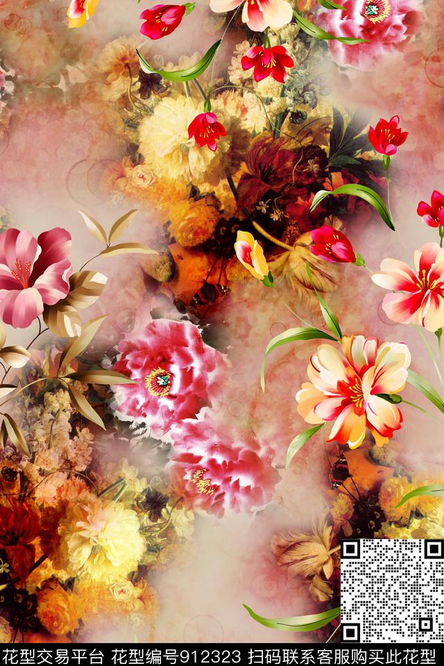 肌理中国风小碎花数码印花华亿平台下载（图片编号: 912323） - 瓦栏（Walan）