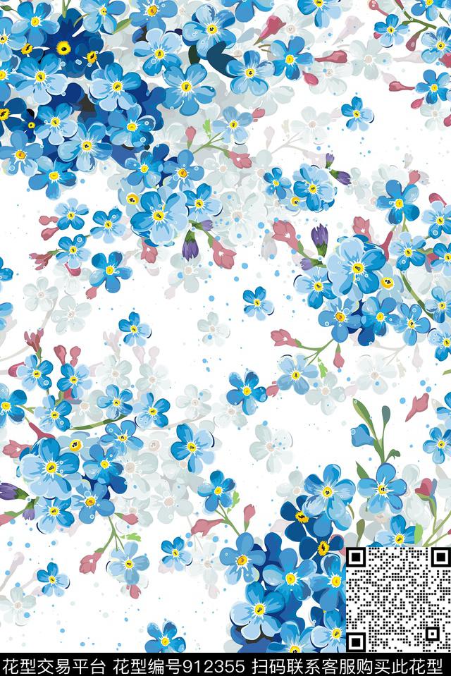 鲜花彩底花卉大牌风数码印花华亿平台下载（图片编号: 912355） - 瓦栏（Walan）