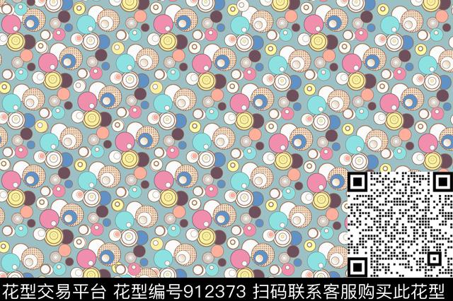 圆形趣味几何数码印花华亿平台下载（图片编号: 912373） - 瓦栏（Walan）