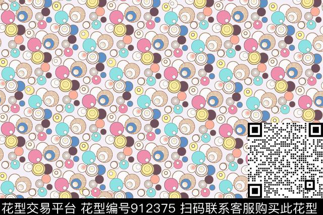 圆形趣味几何数码印花华亿平台下载（图片编号: 912375） - 瓦栏（Walan）