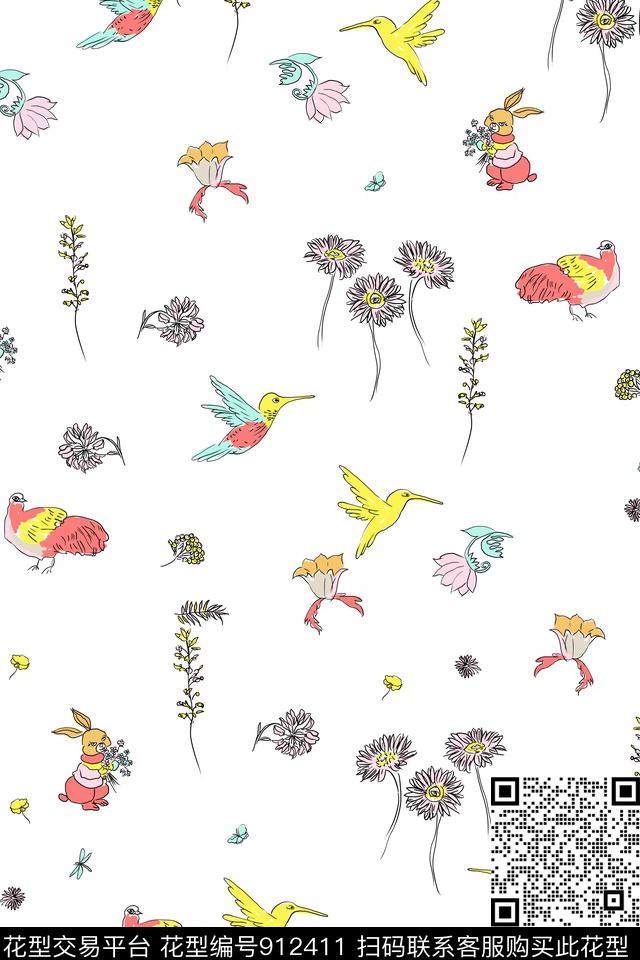 趣味可爱涂鸦数码印花华亿平台下载（图片编号: 912411） - 瓦栏（Walan）