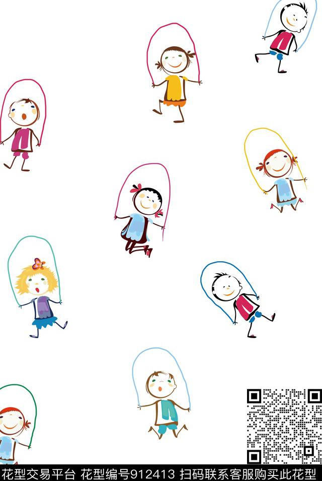 趣味可爱涂鸦数码印花华亿平台下载（图片编号: 912413） - 瓦栏（Walan）